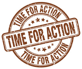 time for action brown grunge round vintage rubber stamp