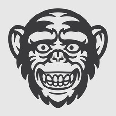 Happy Ape Chimpanzee Head Logo Mascot Emblem