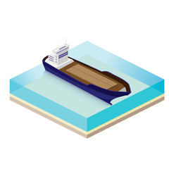 The cargo ship to transport goods by sea. Isometric vector illus