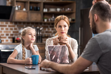 Young family in kitchen