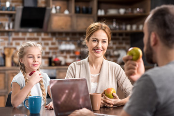 Young family in kitchen