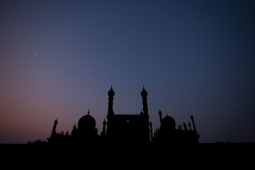 Fototapeta na wymiar Ibrahim Rauza Tomb Silhouette in Bijapur, India