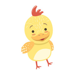 Duckling Cute Toy Animal With Detailed Elements Part Of Fauna Collection Of Childish Vector Stickers