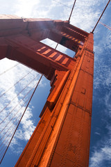Closeup Golden Gate Bridge Support in San Francisco