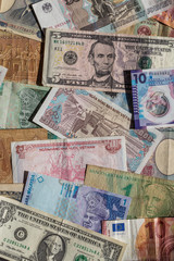 Foreign currency notes from around the world
