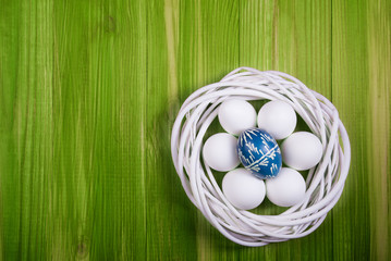 Easter eggs on the table