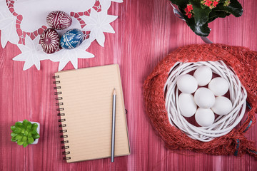 Easter eggs on the table
