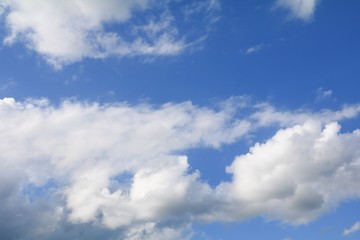 Naklejka na ściany i meble blue sky with big cloud and raincloud, art of nature beautiful, copy space for add text