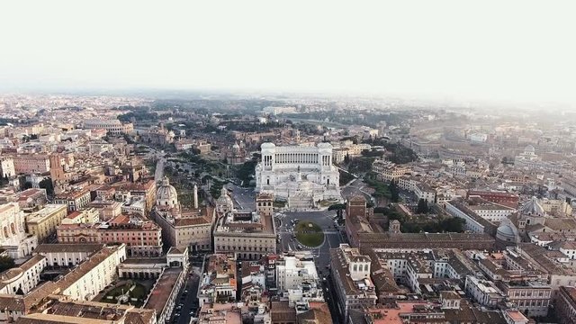 Rome, Italy Cityscape Skyline Aerial View feat Piazza Venezia and Colosseum 4K
