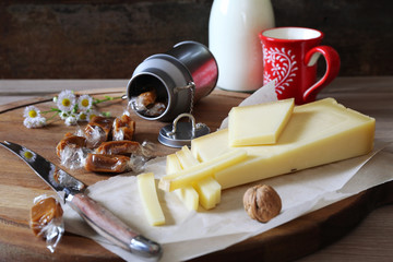 Milk, Beaufort cheese and caramel