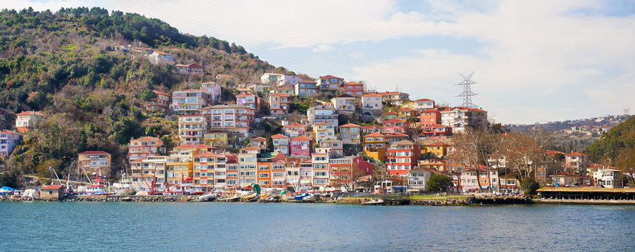 The fishing village of Rumeli Kavagi on the Bosphorus Strait,Istanbul,Turkey.