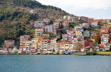 Fototapeta na wymiar The fishing village of Rumeli Kavagi on the Bosphorus Strait,Istanbul,Turkey.
