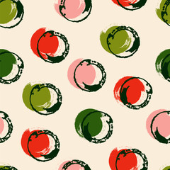 Seamless vector pattern with dots and circles. Dry brush texture.