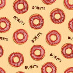 Cute seamless background of sweet donuts. Pattern