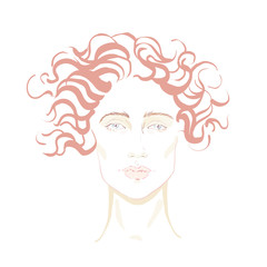 Woman face with wave hair.