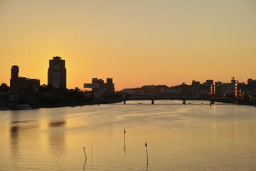 Fototapeta premium 松江市 大橋川 夕景