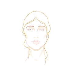 Woman face isolated on white.