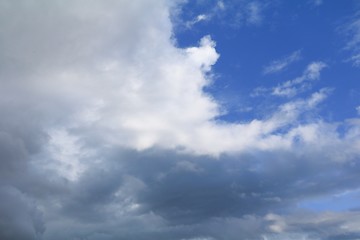 blue sky with big cloud and raincloud, art of nature beautiful and copy space for add text