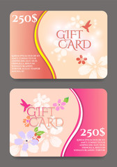 Gift certificate template with floral pattern.Vector illustration.