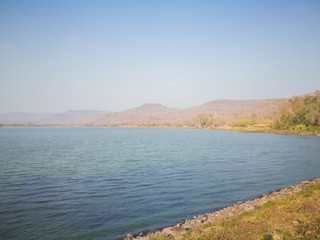 Lake on mountain overlay
