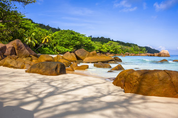 Beach of the Seychelles, Island Praslin, Beach Anse Lazio