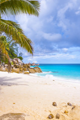 Fototapeta na wymiar Beach of the Seychelles, Island Praslin, Beach Anse Georgette