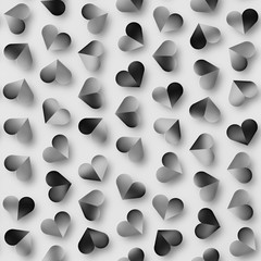 Seamless Monochrome Pattern With Hearts. Repeating Scattered Shapes Texture.