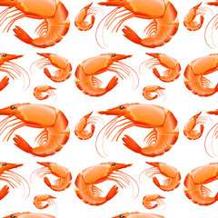 Seamless background design with shrimps