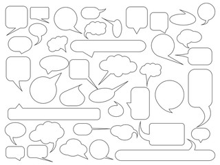 Obraz premium Blank empty speech bubble outline controur set. Simple flat vector illustration.