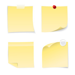 Set of yellow paper stickers on white background. Vector illustration