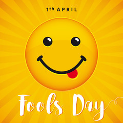April Fools Day smile banner. April Fools Day text and vector illustration of a smiling face. 1 April Fool's Day