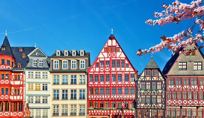 Fototapeta premium Old traditional buildings in Frankfurt at spring, Germany