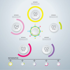 Infographic circle with 5 options. Round chart for business infographics.