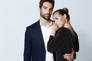 Beautiful couple in studio, portrait