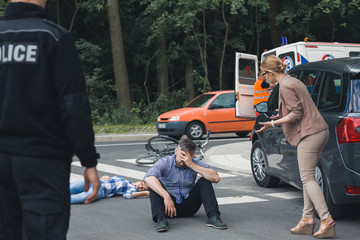 Devastated man with the crash casualty