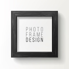 Realistic Photo Frame Vector. On White Wall From The Front With Soft Shadow. Good For Your presentations.