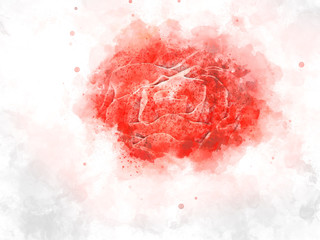 Abstract Red Flower on watercolor background, Red Flower painting, Red Flower
