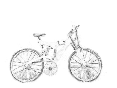 Abstract bicycle isolated on watercolor background.