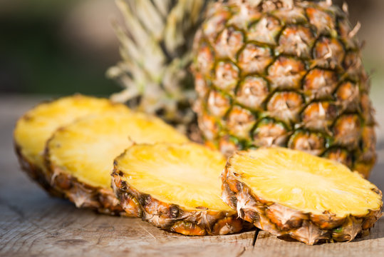 pineapple on a wooden board