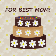 Chocolate cake on wood background