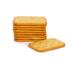 stack of butter biscuits on white background