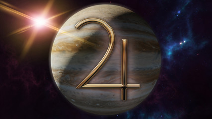 Jupiter zodiac horoscope symbol and planet. 3D rendering © fredmantel