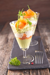 avocado cream with smoked salmon