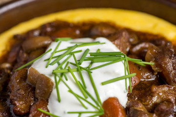 Beef Stew with Mushrooms, Carrots and Corn Polenta