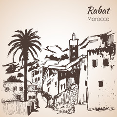 Rabat city. Morocco. Sketch.