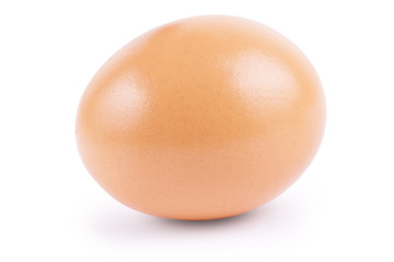 Single brown chicken egg isolated on white