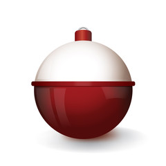 Realistic Red and White Fishing Bobber Illustration © enterlinedesign