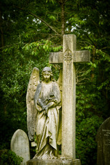 A beautiful angel statue in the London cemetery