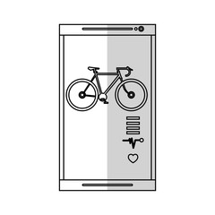 smartphone with bicycle icon over white background. vector illustration