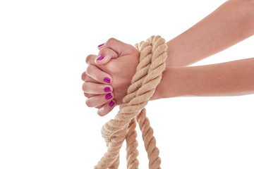 Hands Tied with Rope